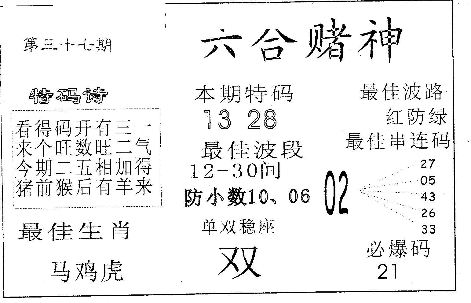 六合赌神 第37期