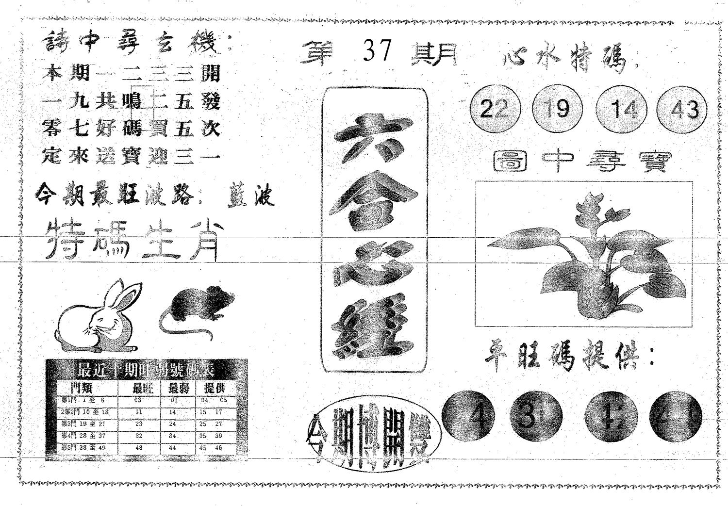 六合心经 第37期