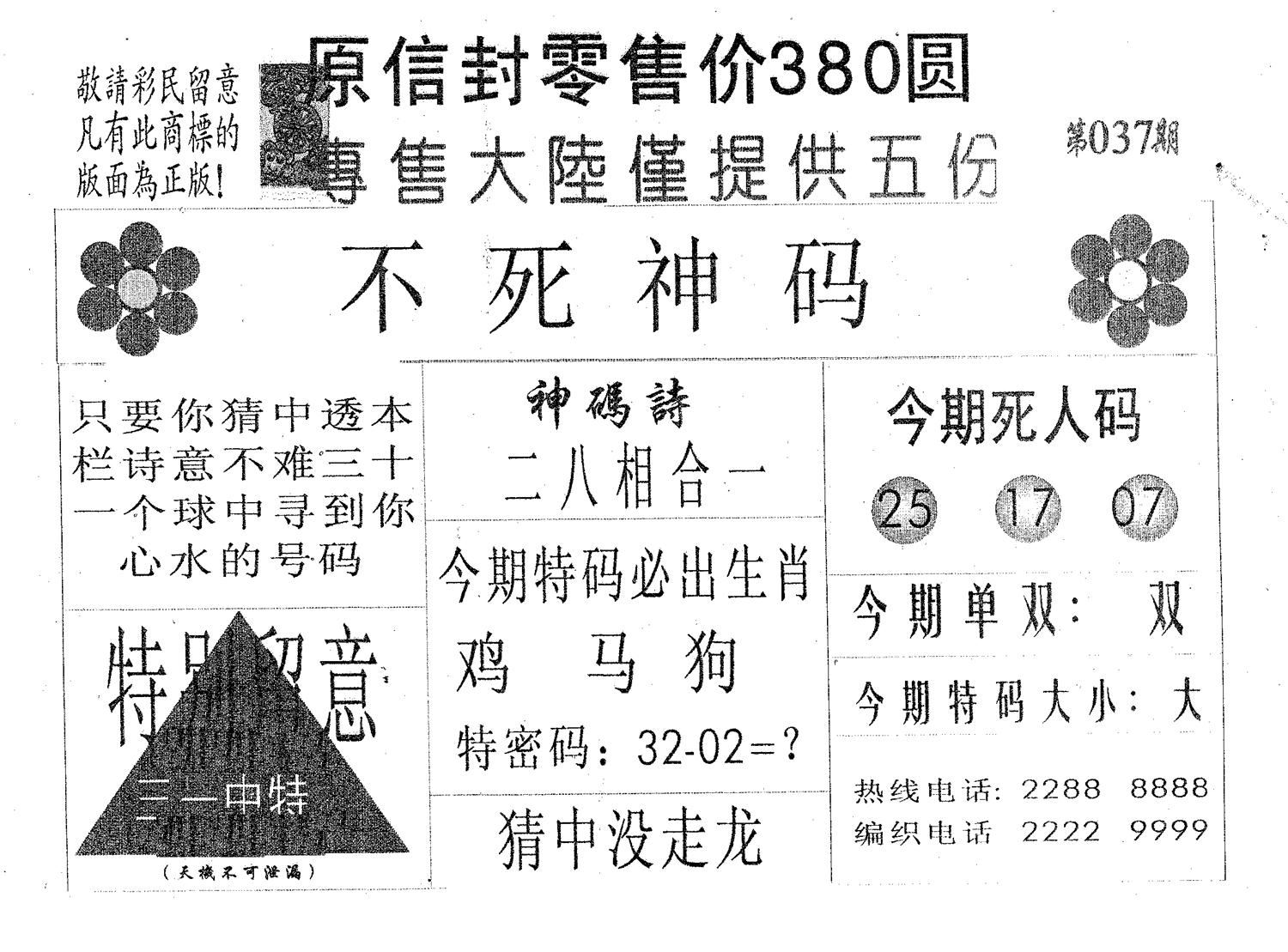 不死码A 第37期