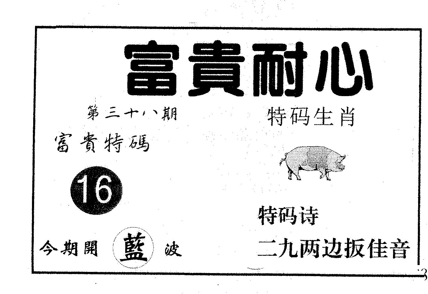 富贵耐心 第38期