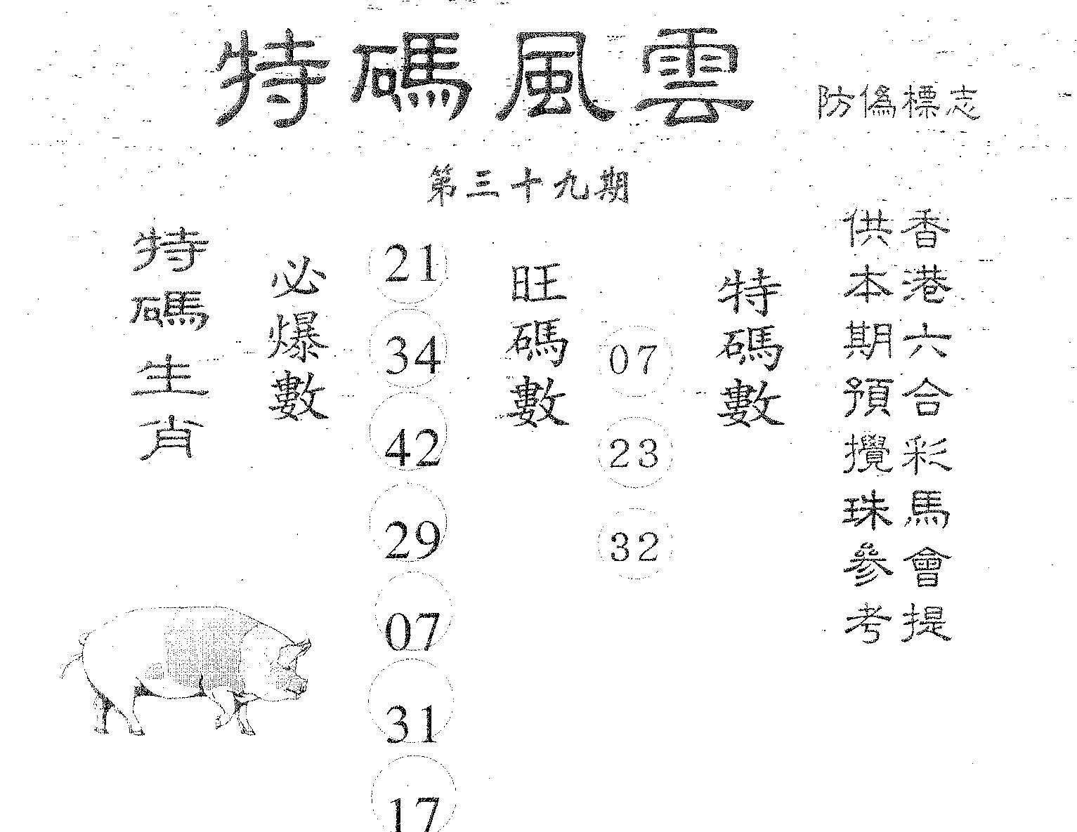 特码风云 第39期