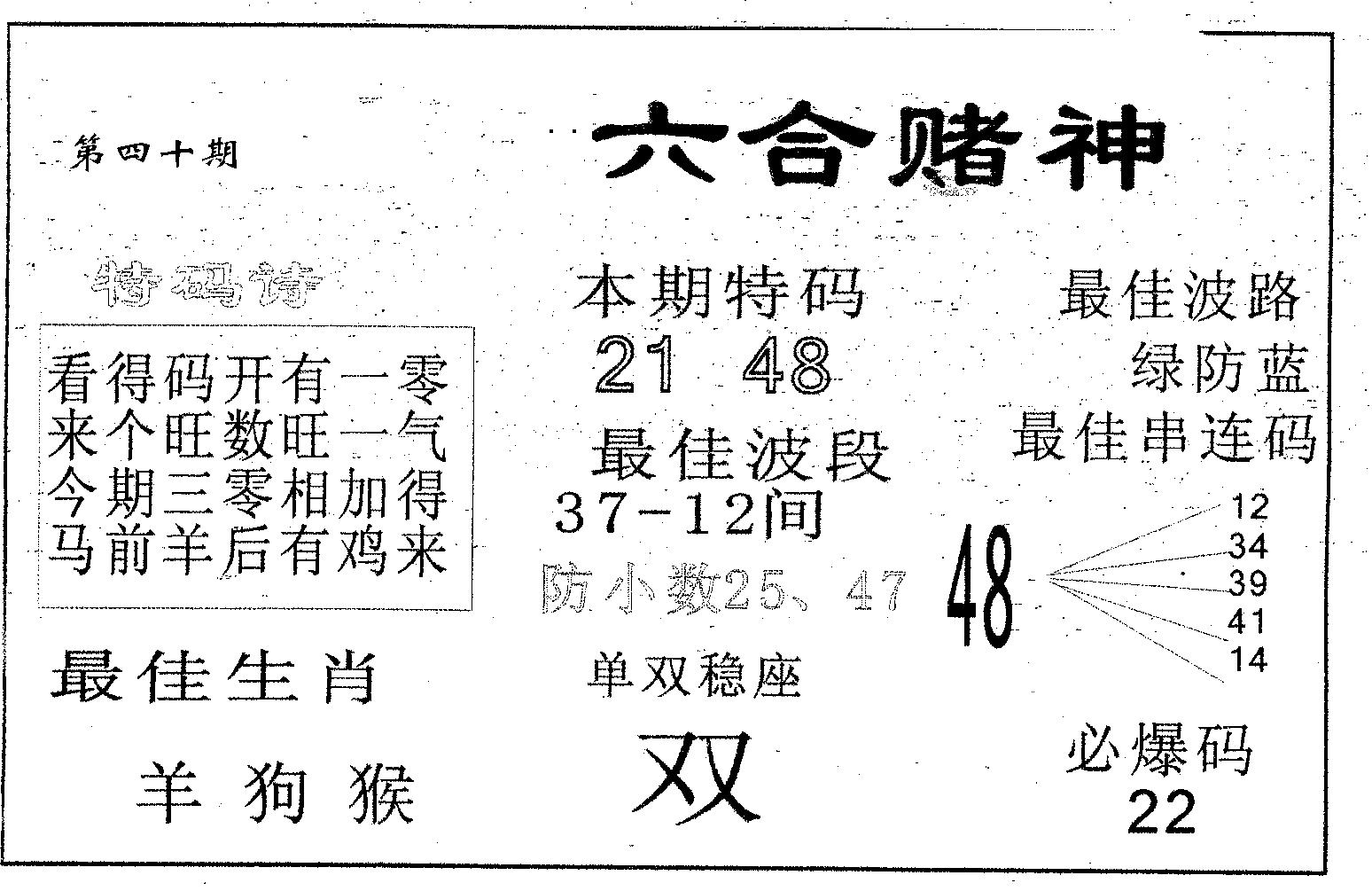 六合赌神 第40期