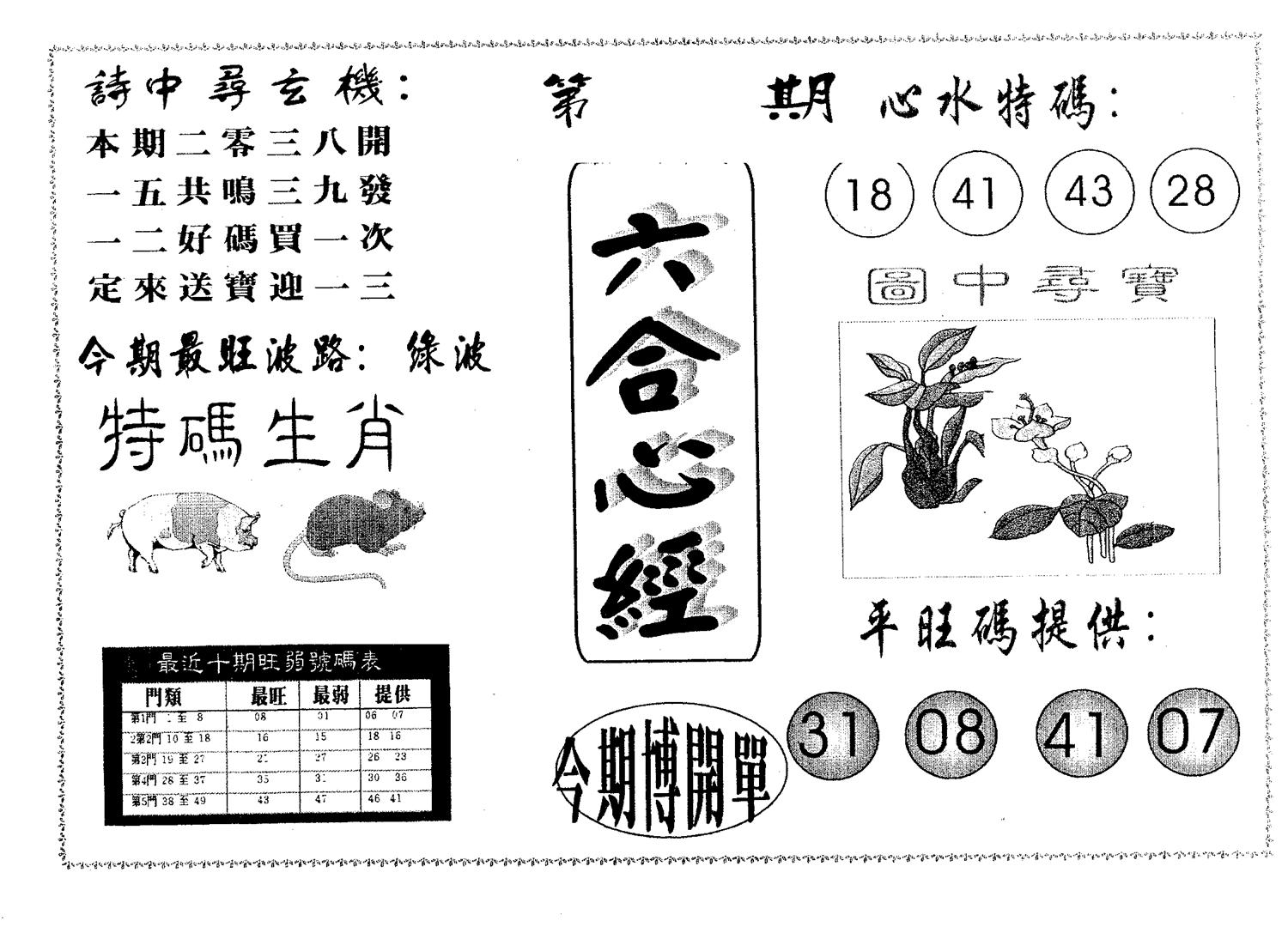 六合心经 第41期