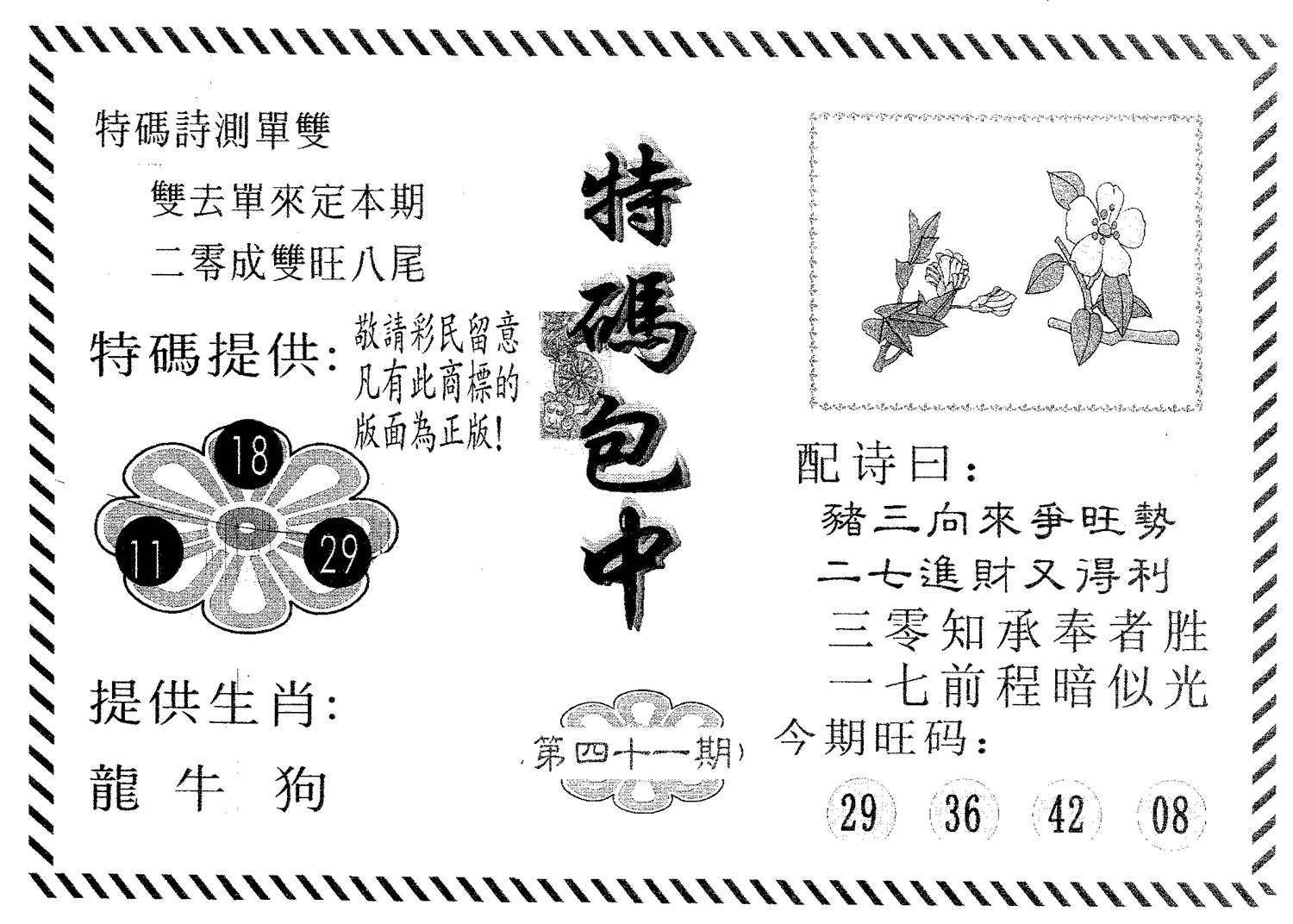 特码包中 第41期