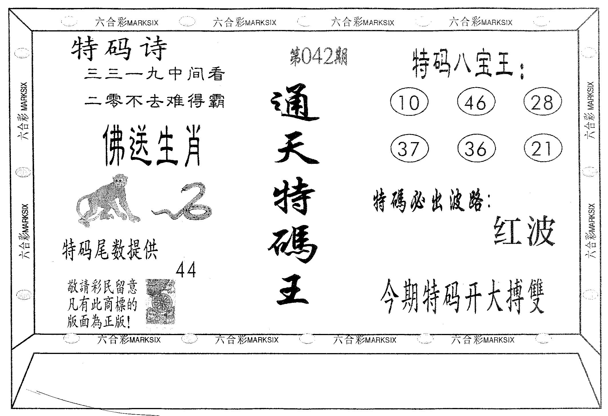 通天特码王 第42期
