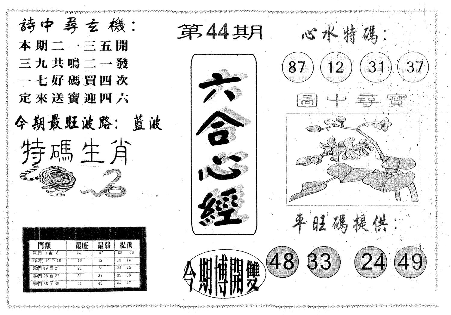 六合心经 第44期