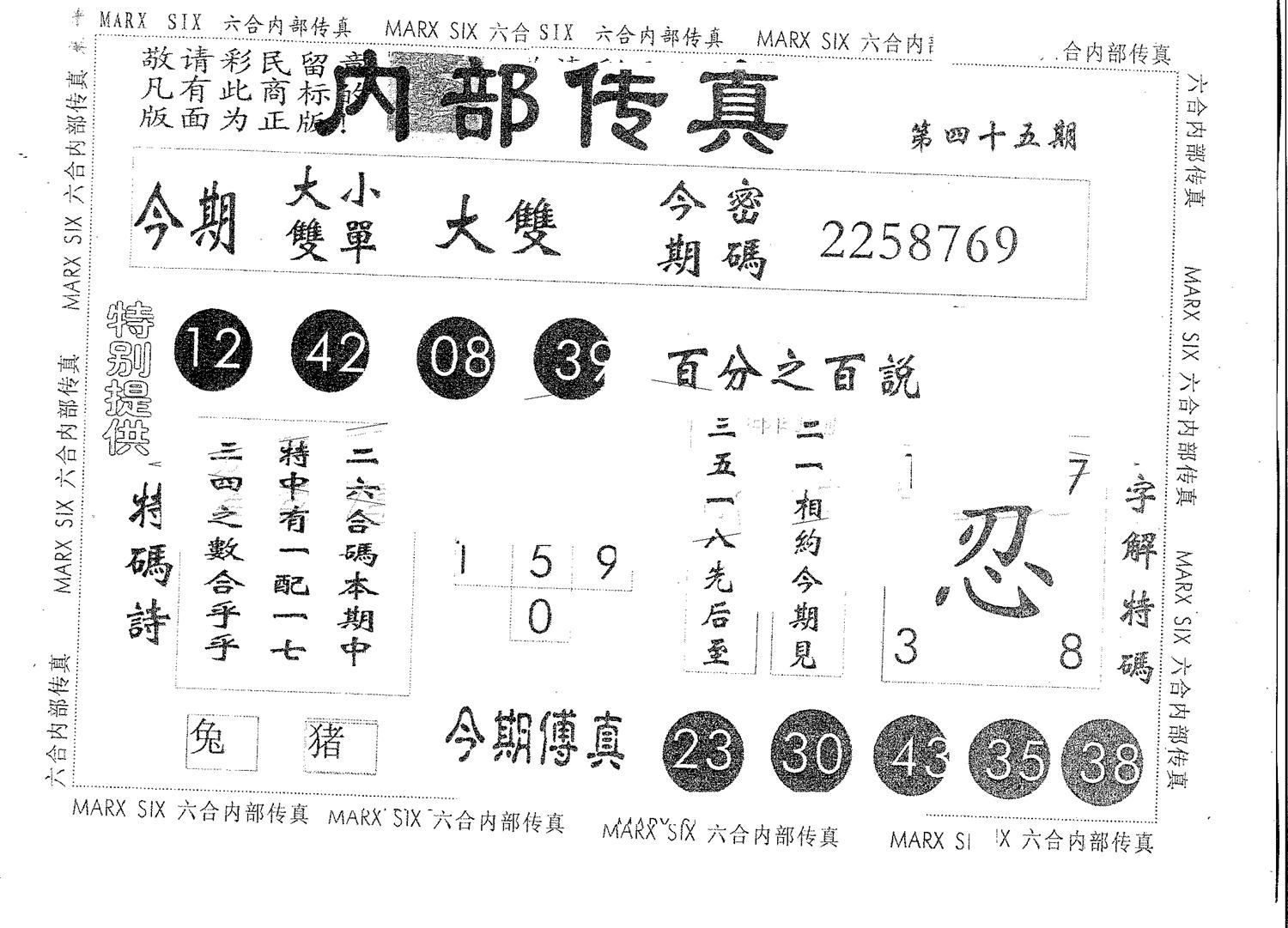 内部特码 第45期