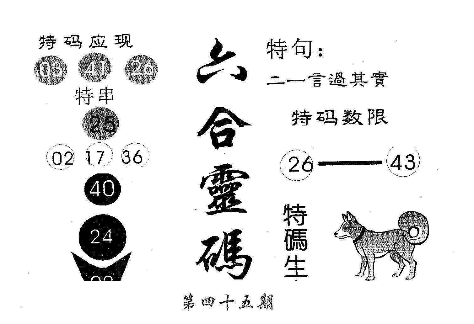 六合灵码 第45期