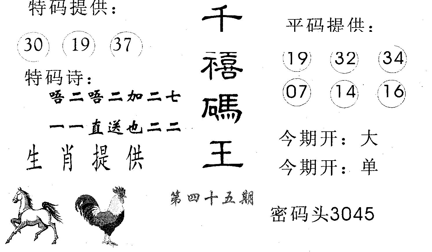 千禧码王 第45期