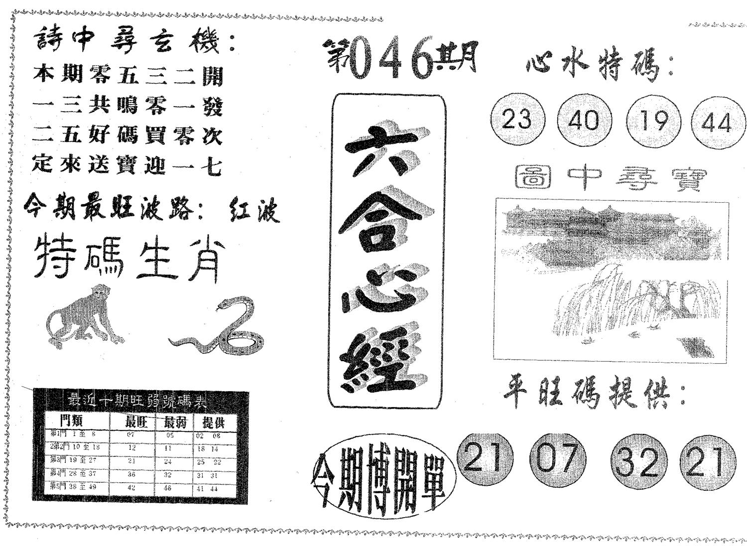 六合心经 第46期