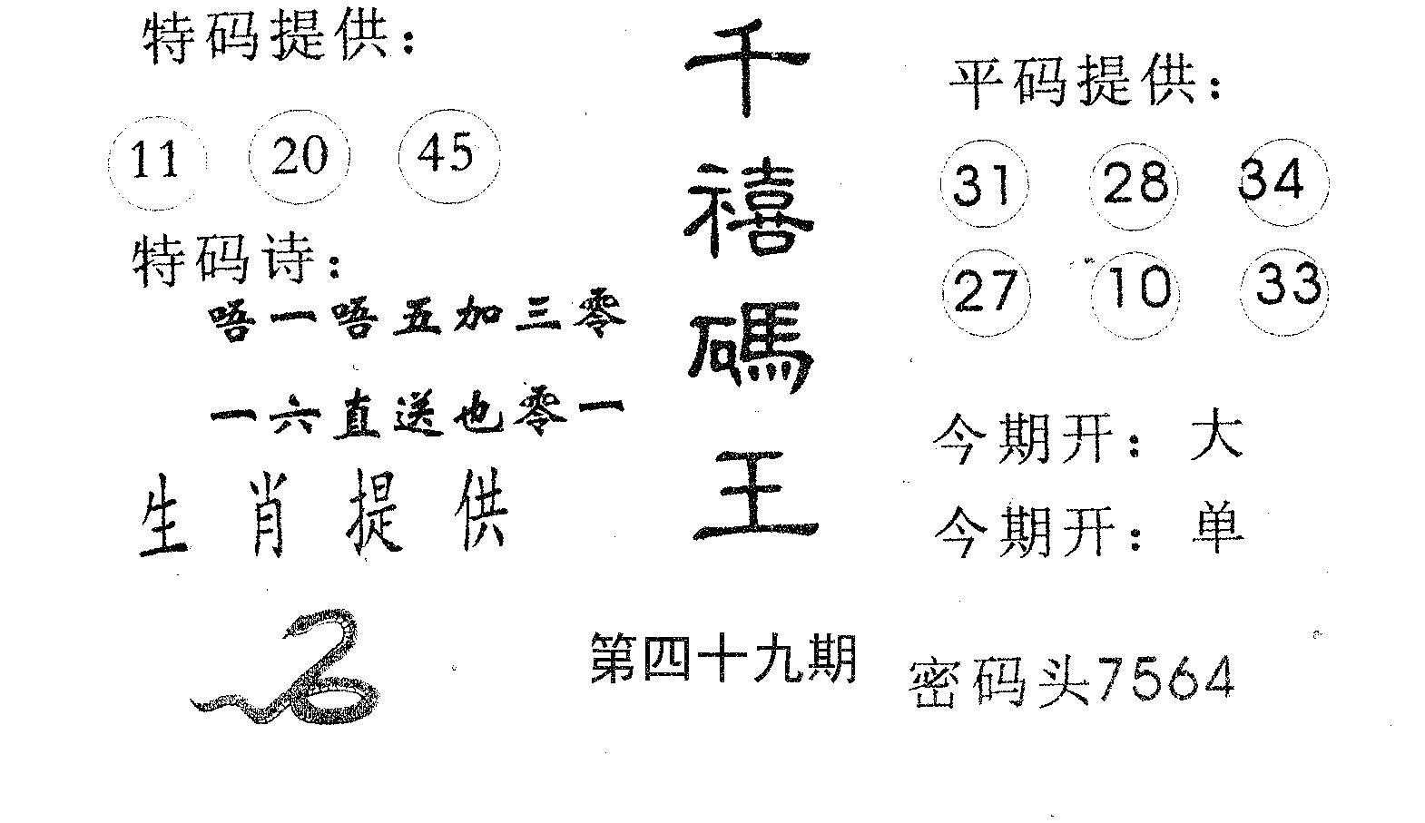 千禧码王 第49期