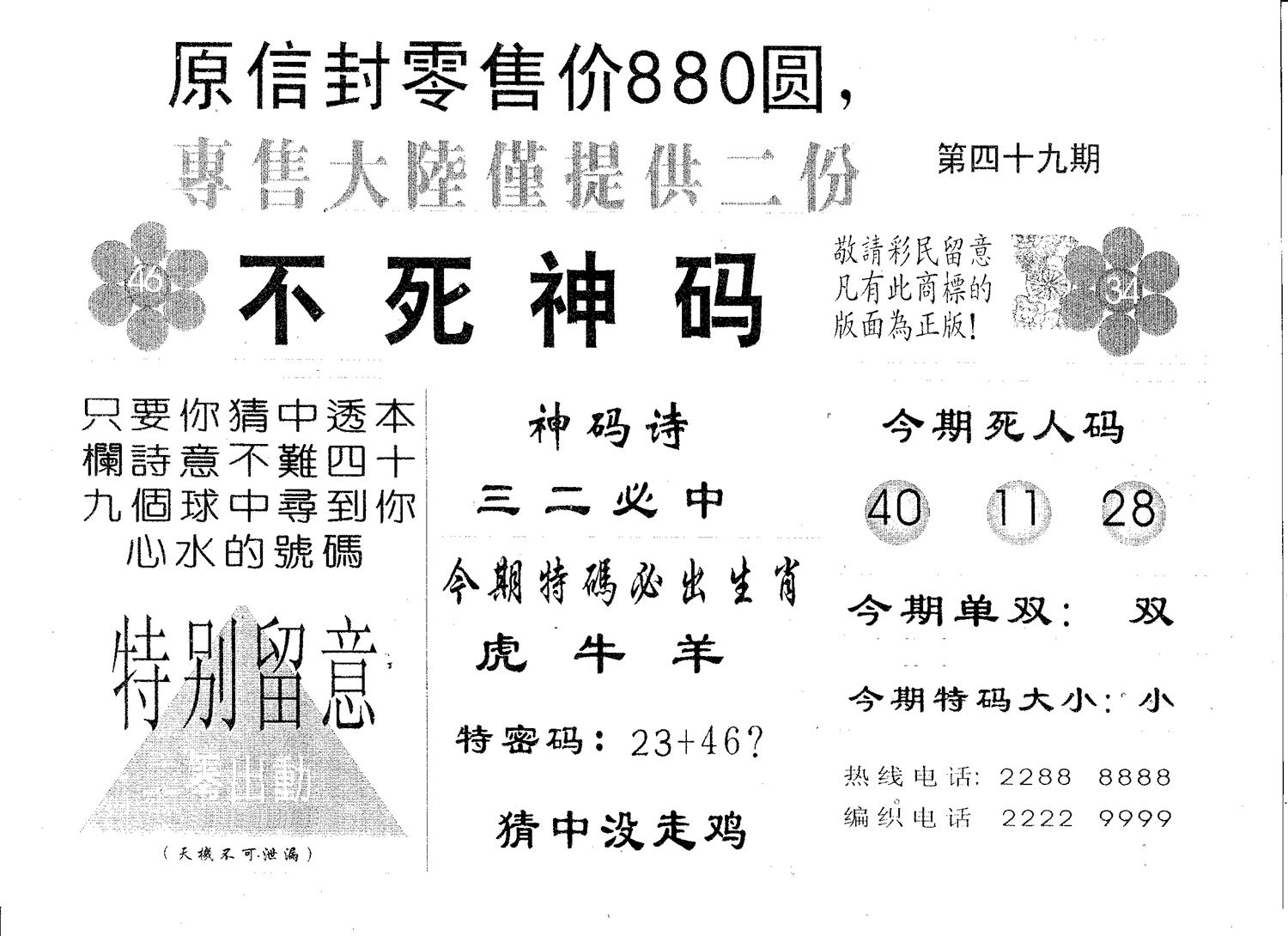 不死码A 第49期