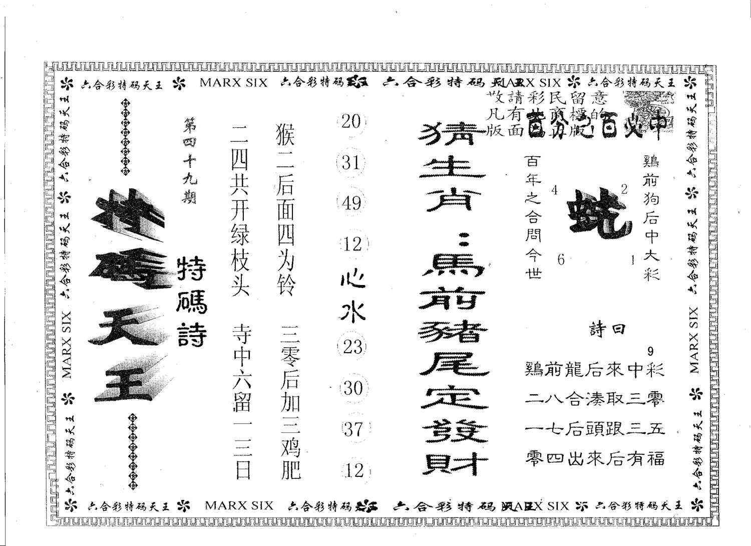 天码天王 第49期