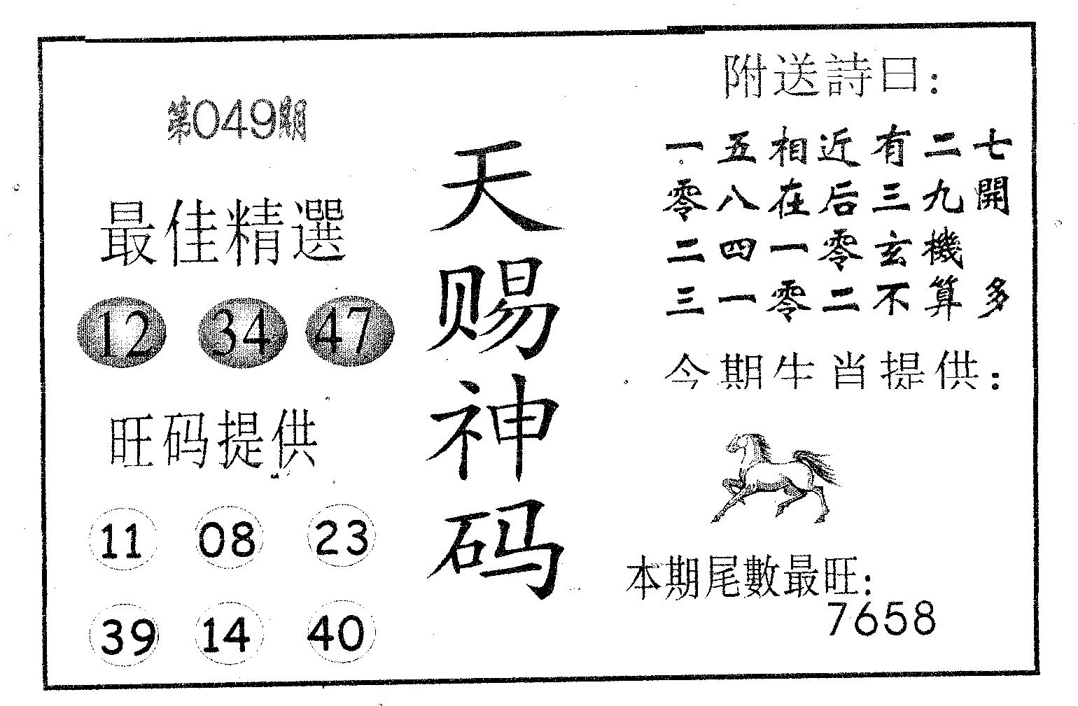 天赐神码 第49期