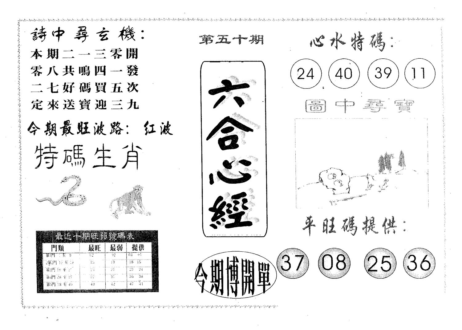 六合心经 第50期