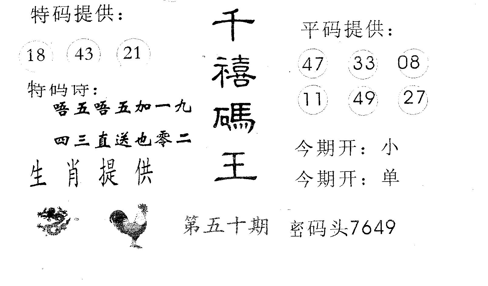千禧码王 第50期