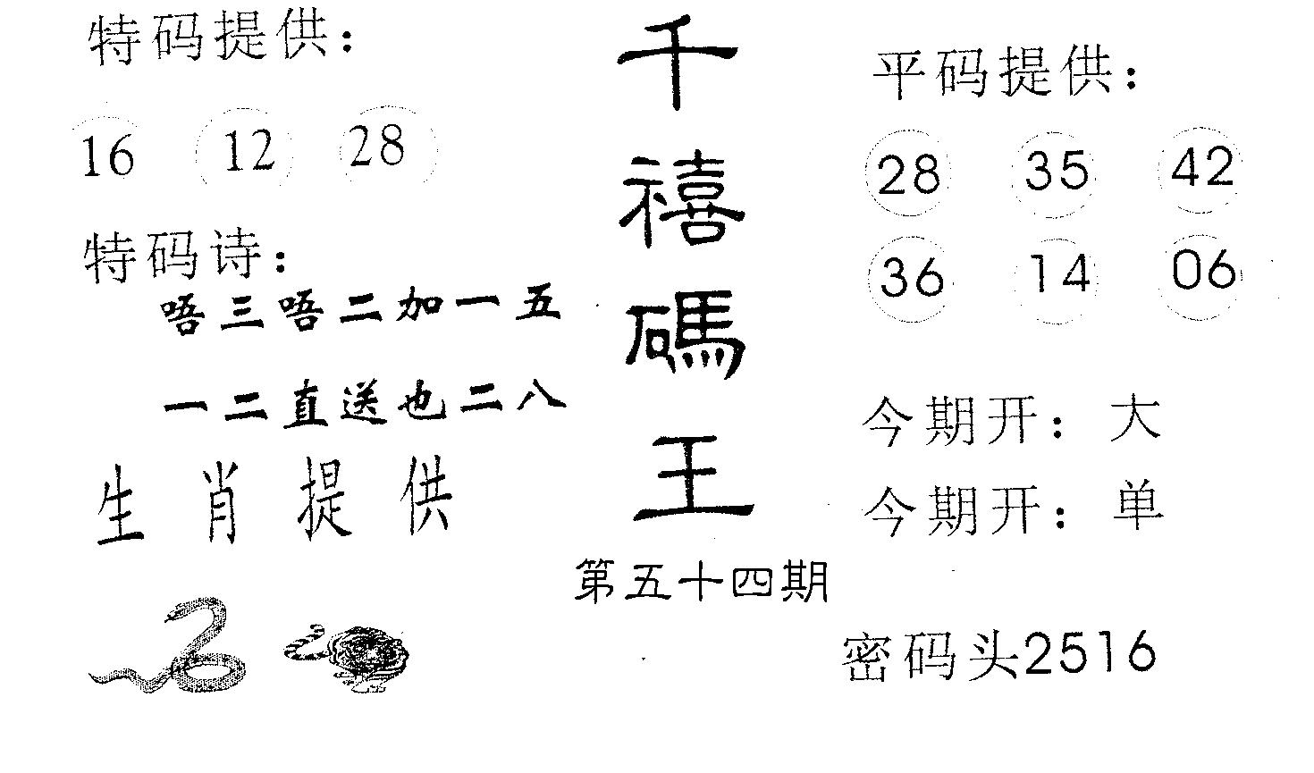 千禧码王 第54期