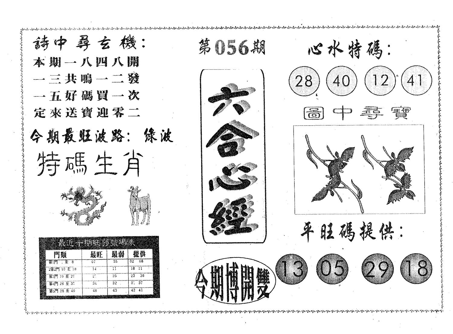 六合心经 第56期