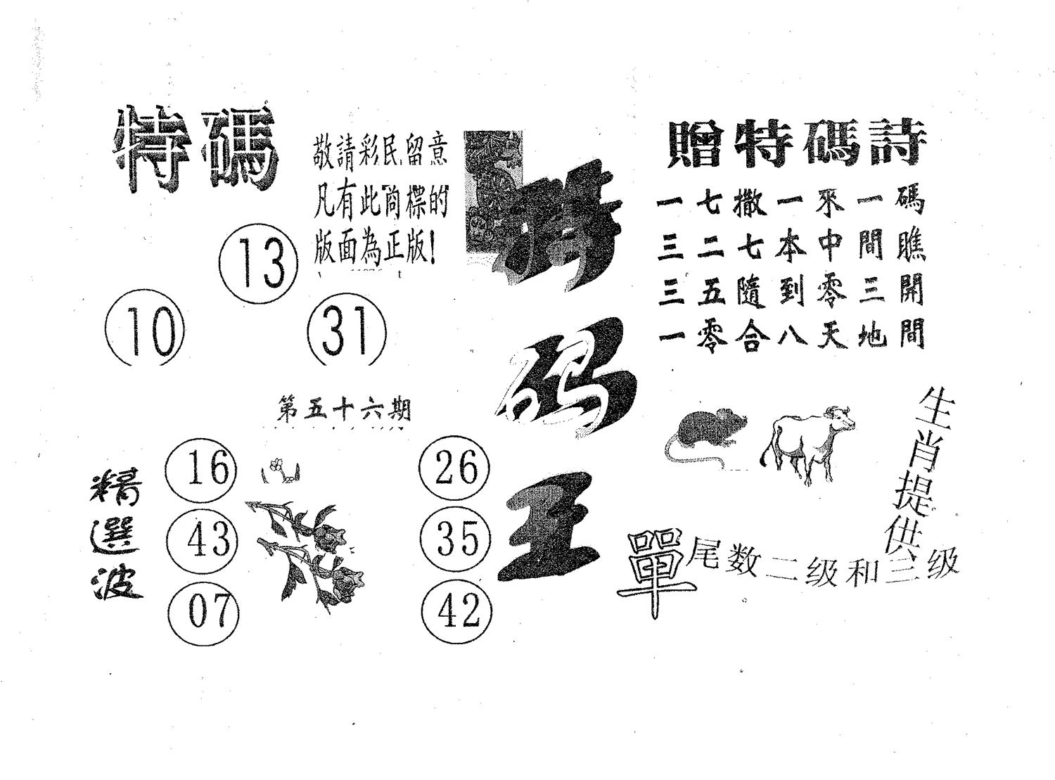 特码王A 第56期