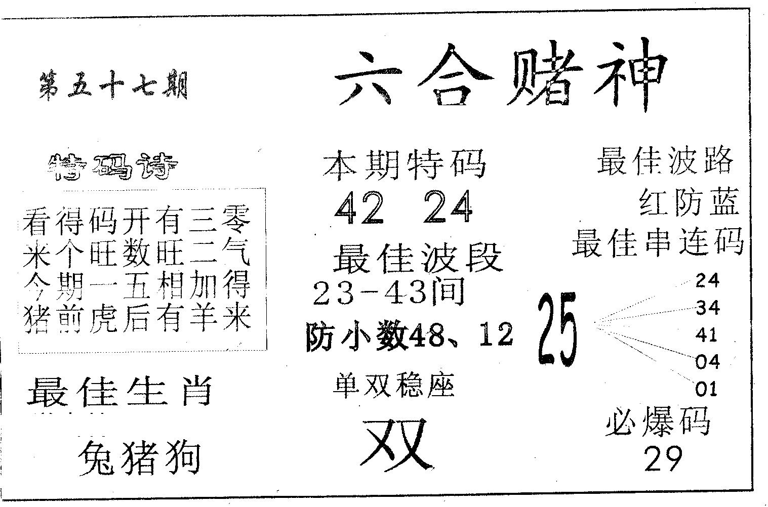 六合赌神 第57期