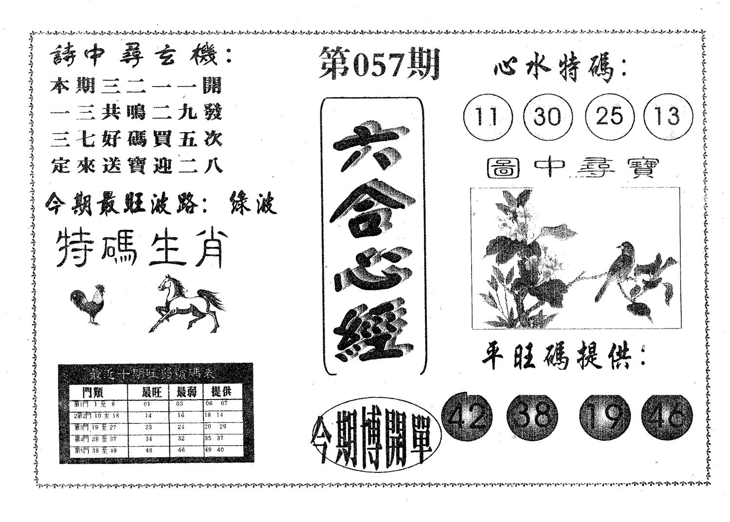 六合心经 第57期