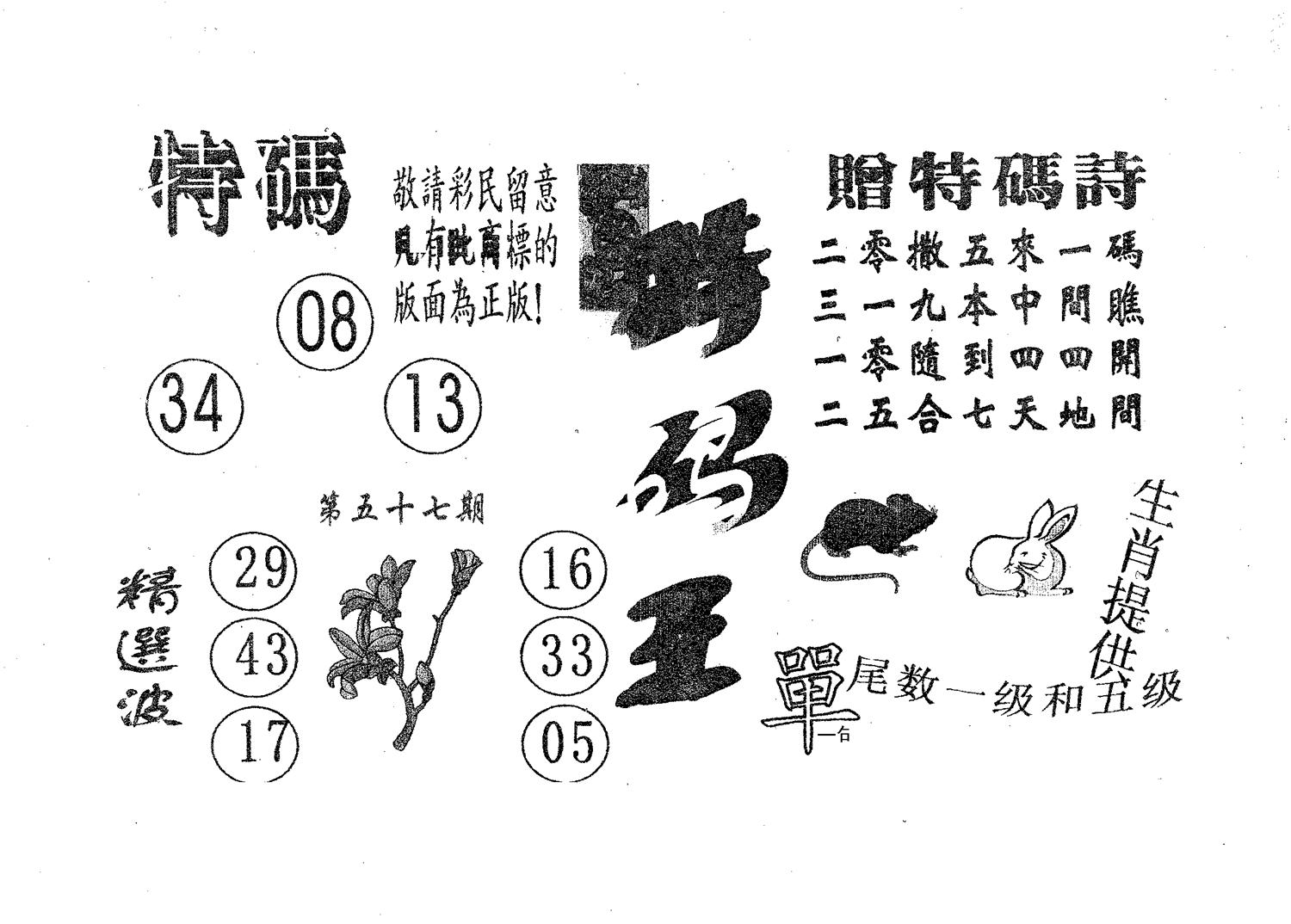 特码王A 第57期