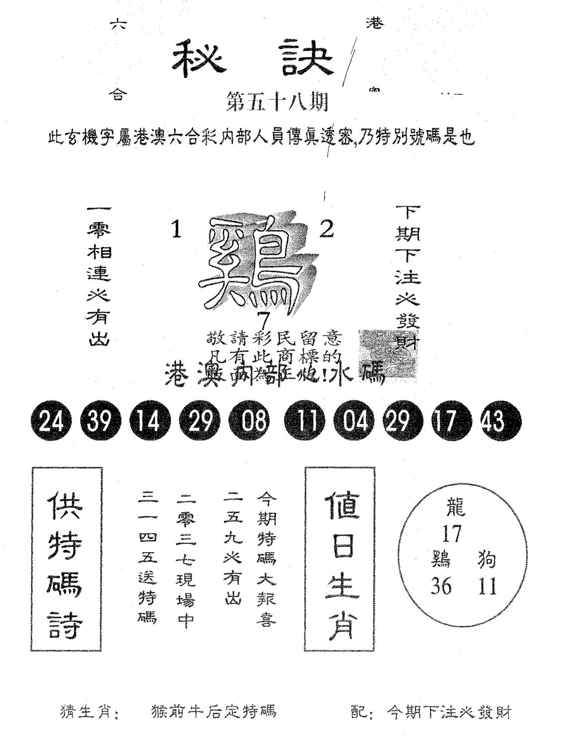 秘决 第58期