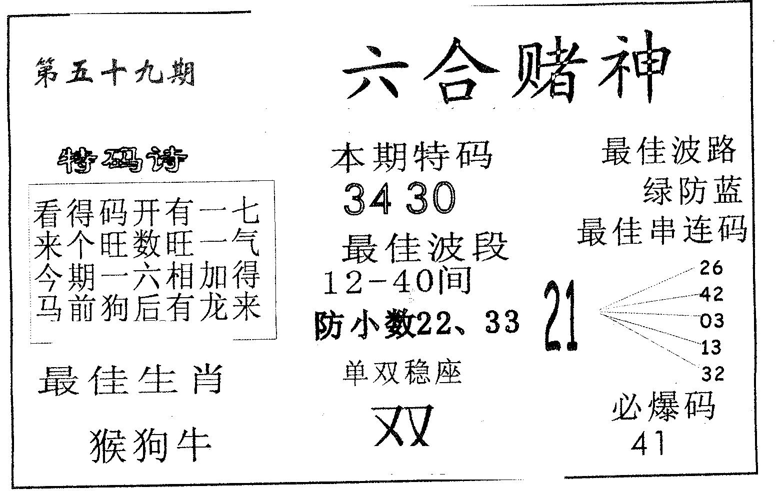 六合赌神 第59期