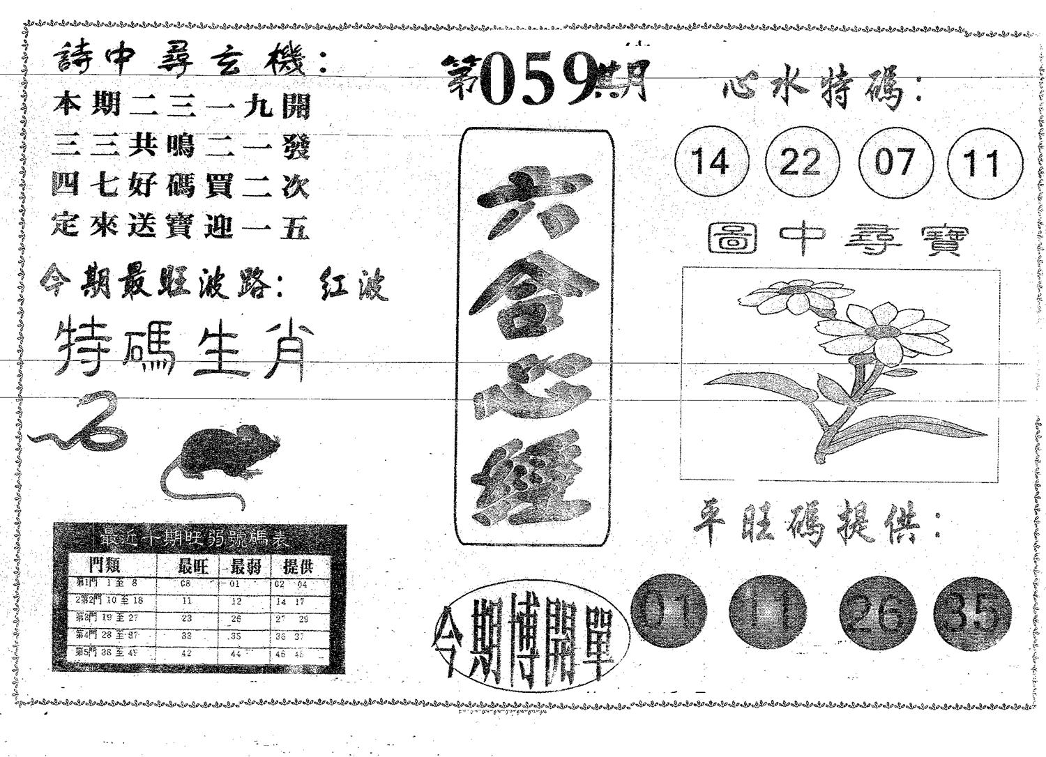 六合心经 第59期