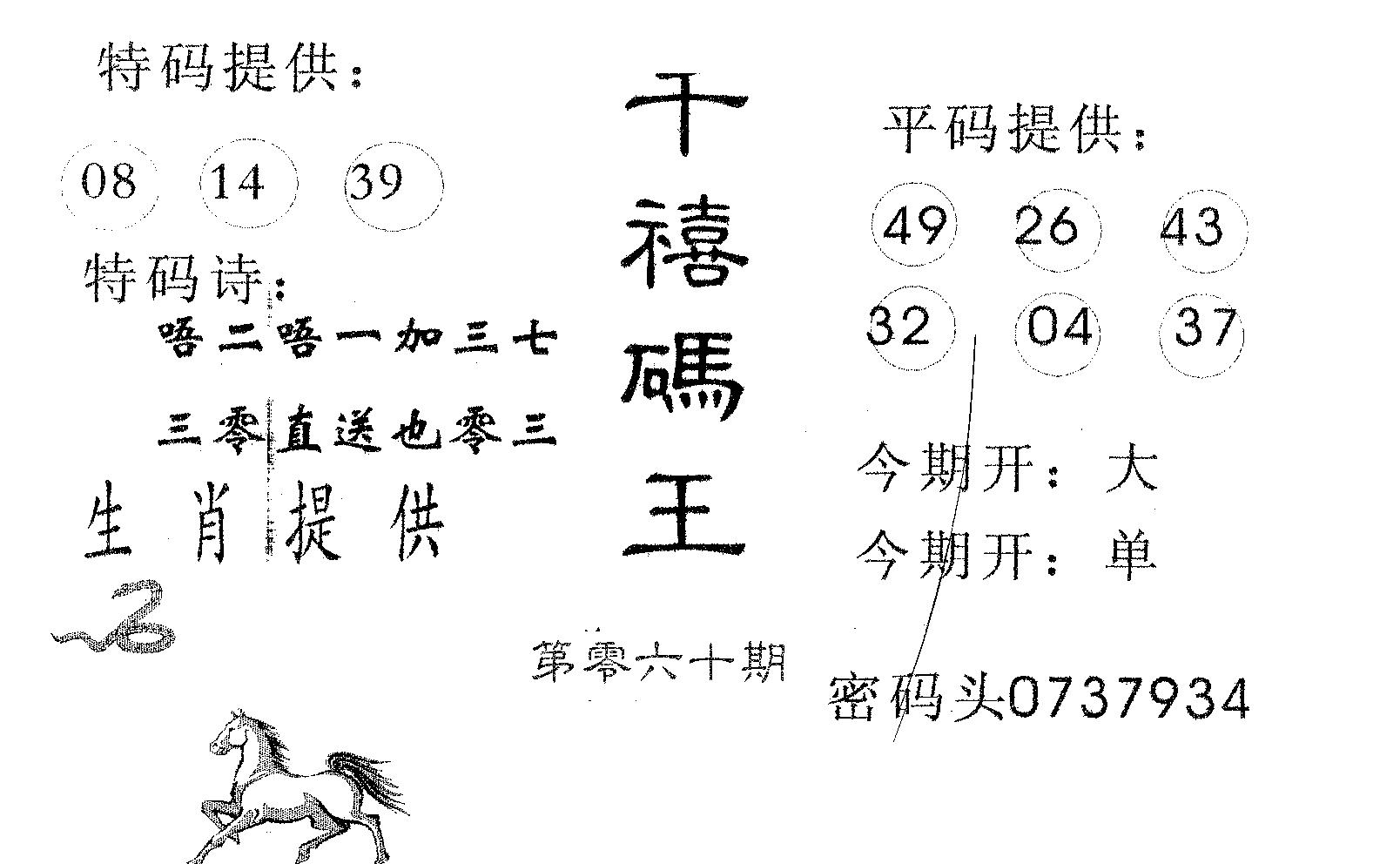 千禧码王 第60期