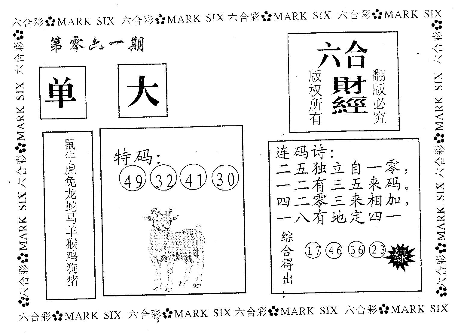 六合财经 第61期