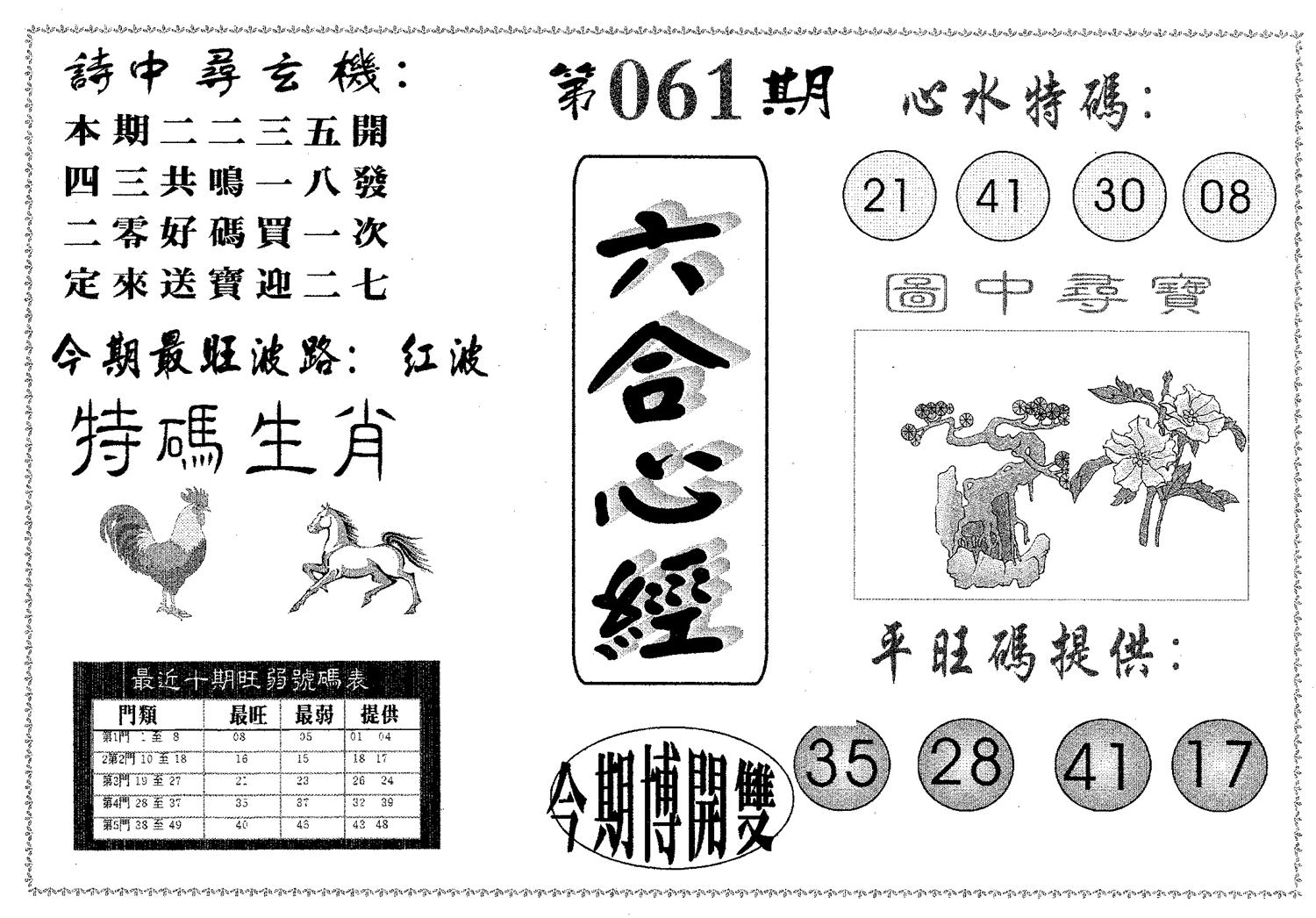 六合心经 第61期