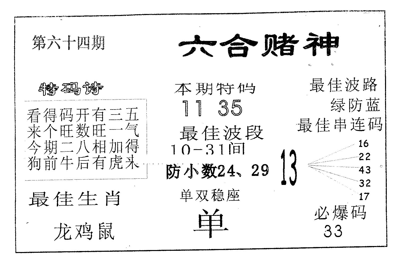 六合赌神 第64期