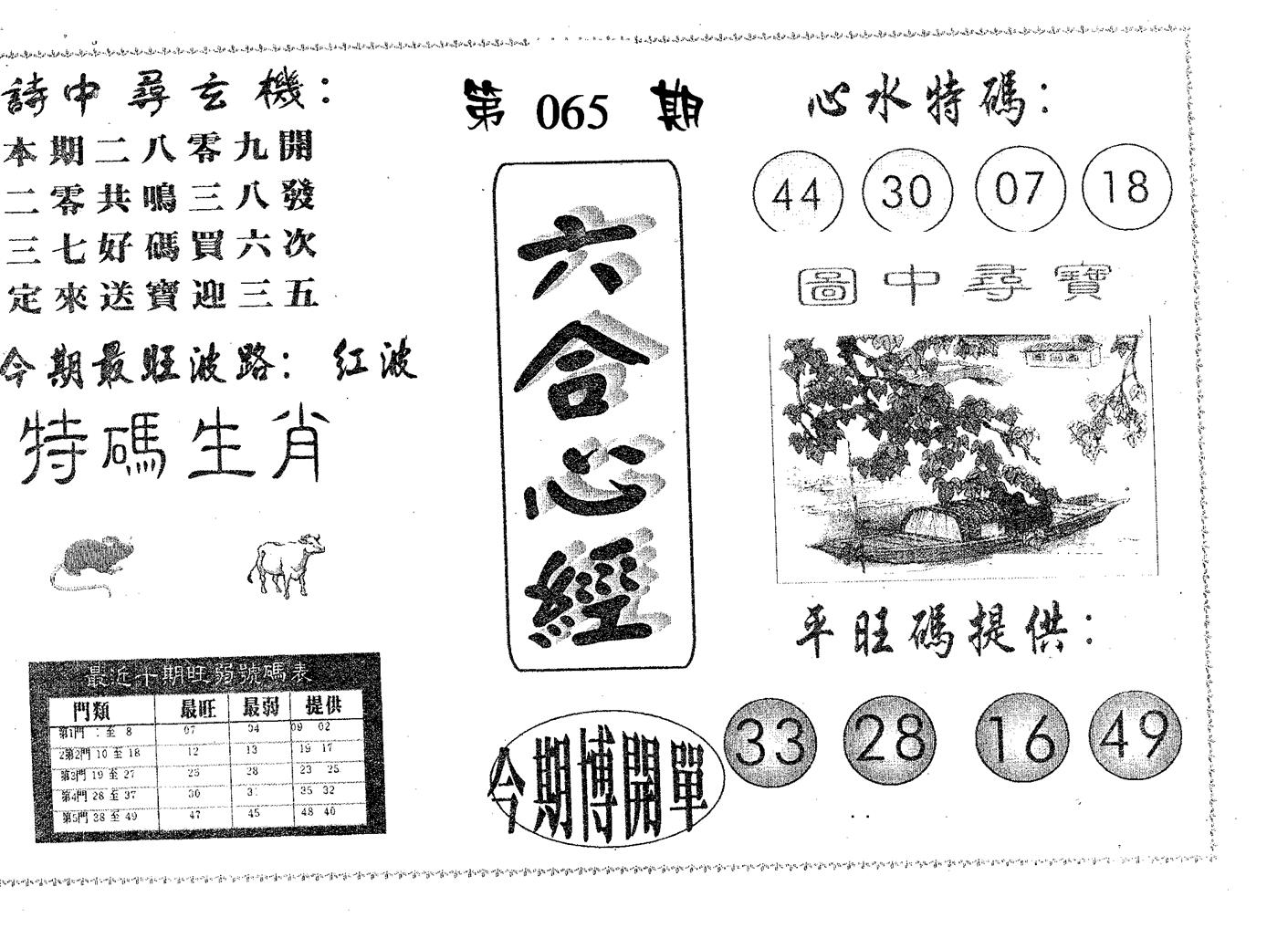 六合心经 第65期