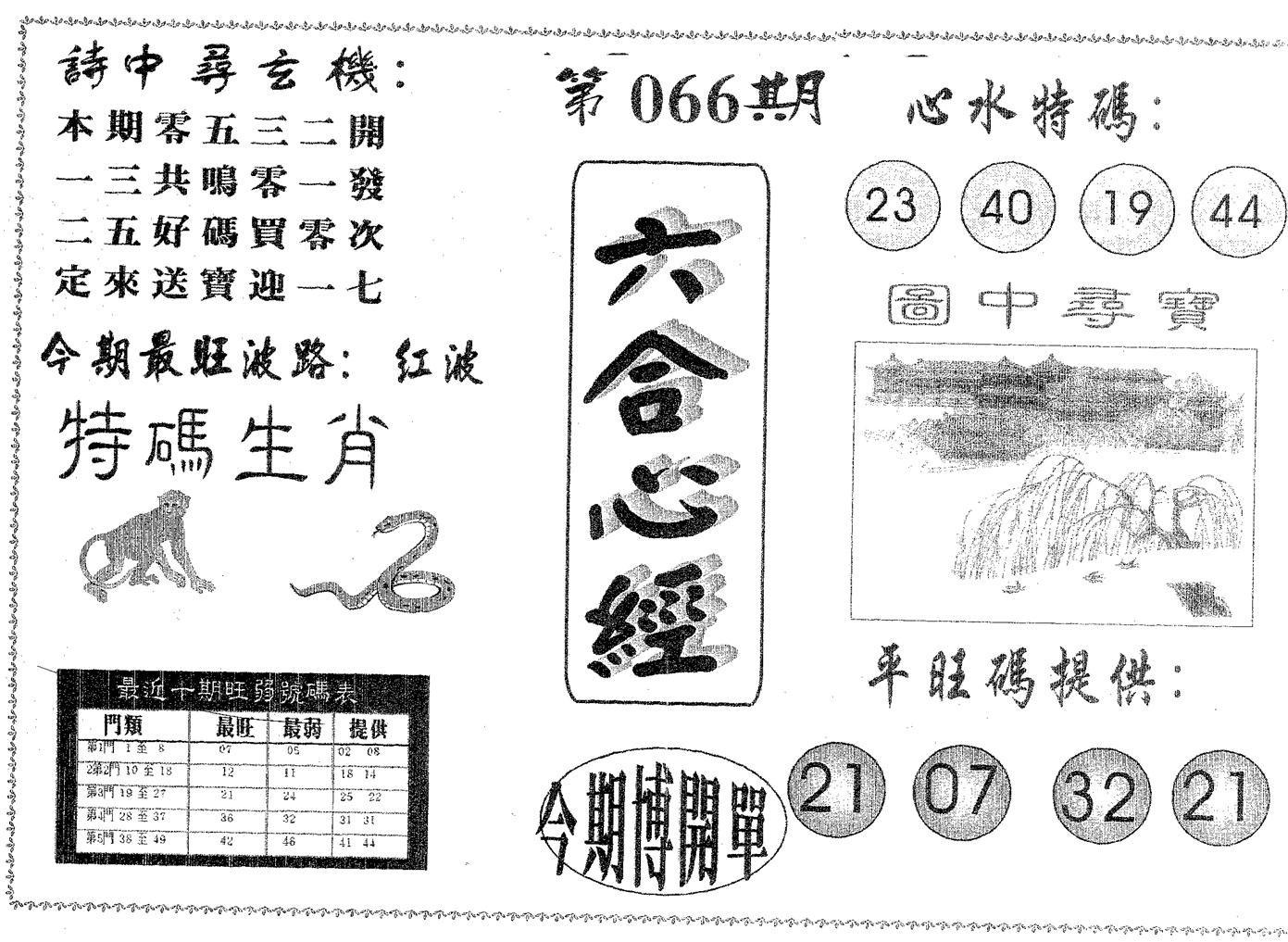 六合心经 第66期