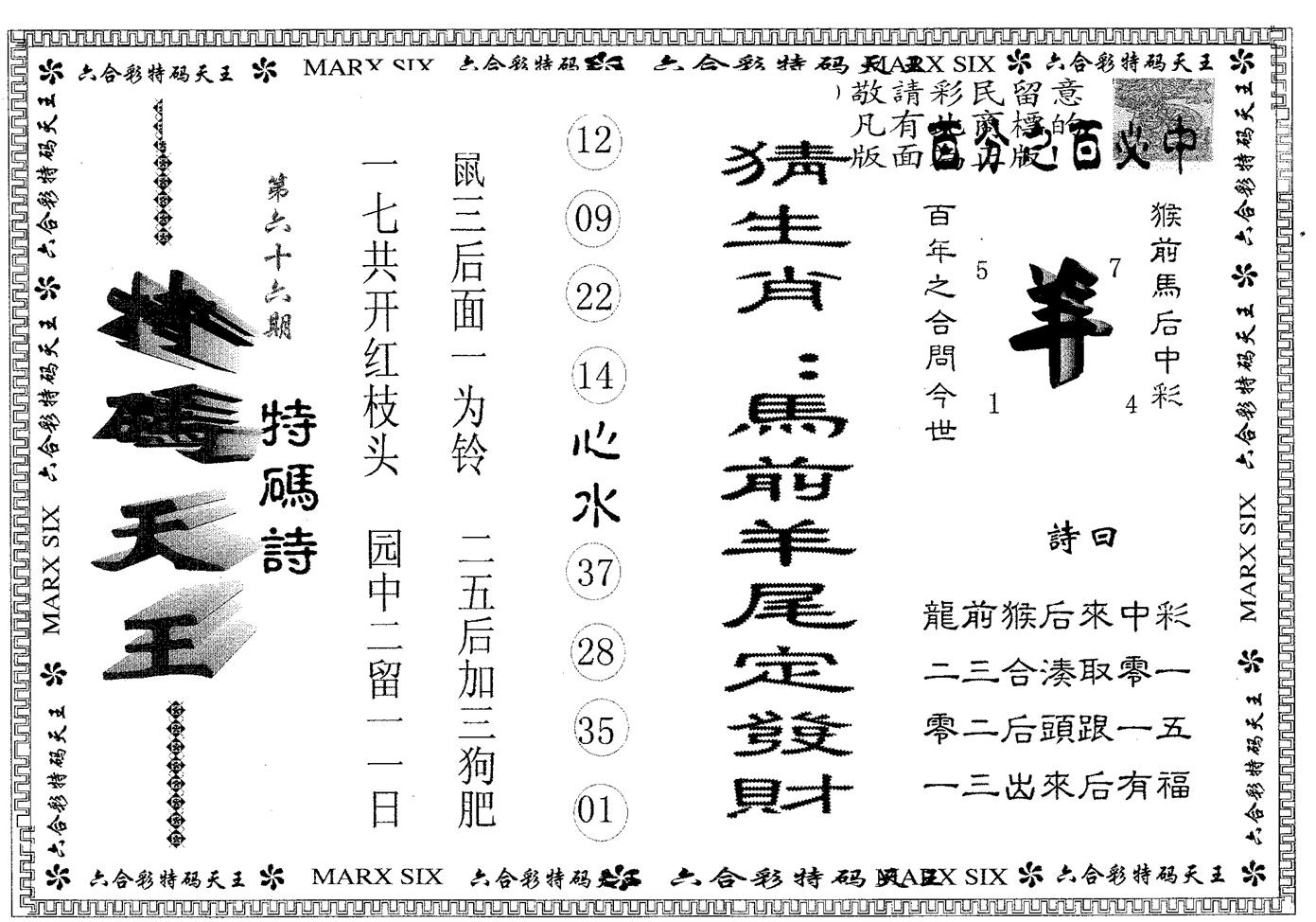 天码天王 第66期