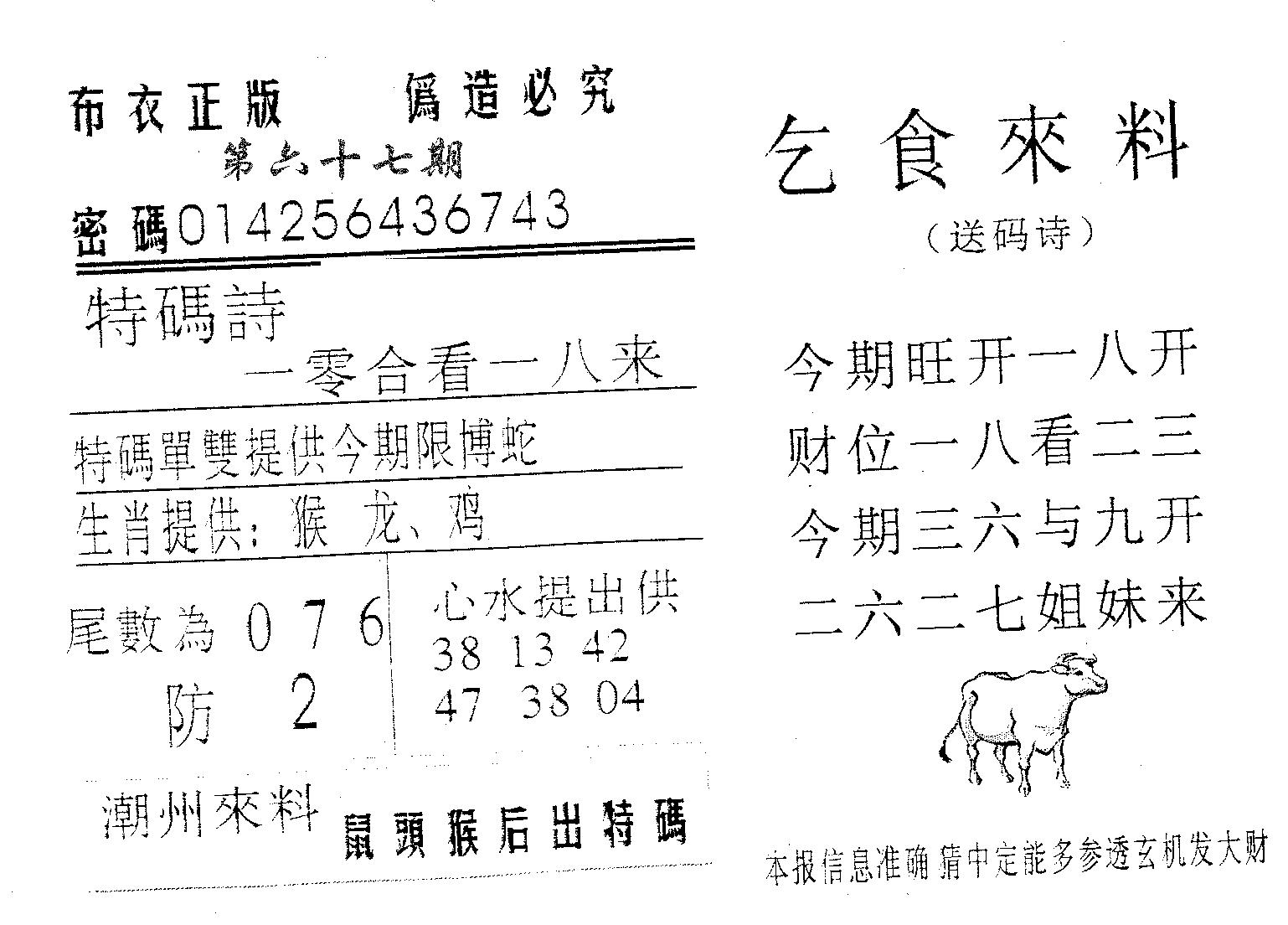 乞食来料 第67期