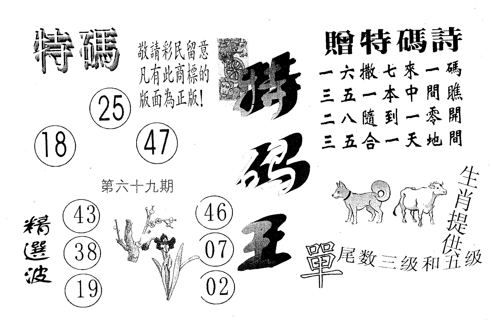特码王A 第69期