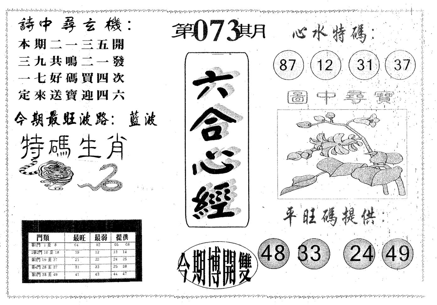 六合心经 第73期