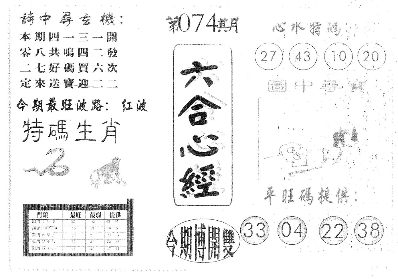 六合心经 第74期