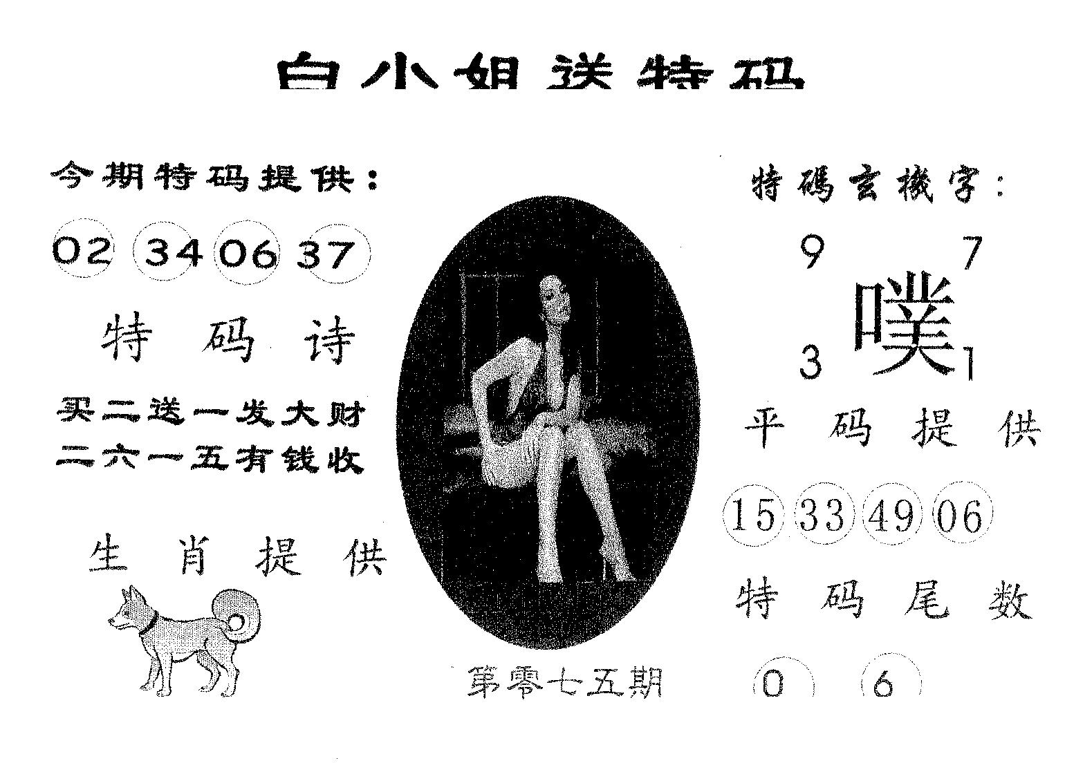 白姐送特 第75期