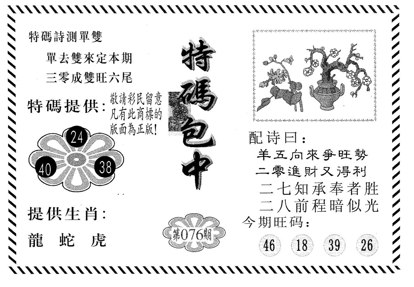 特码包中 第76期