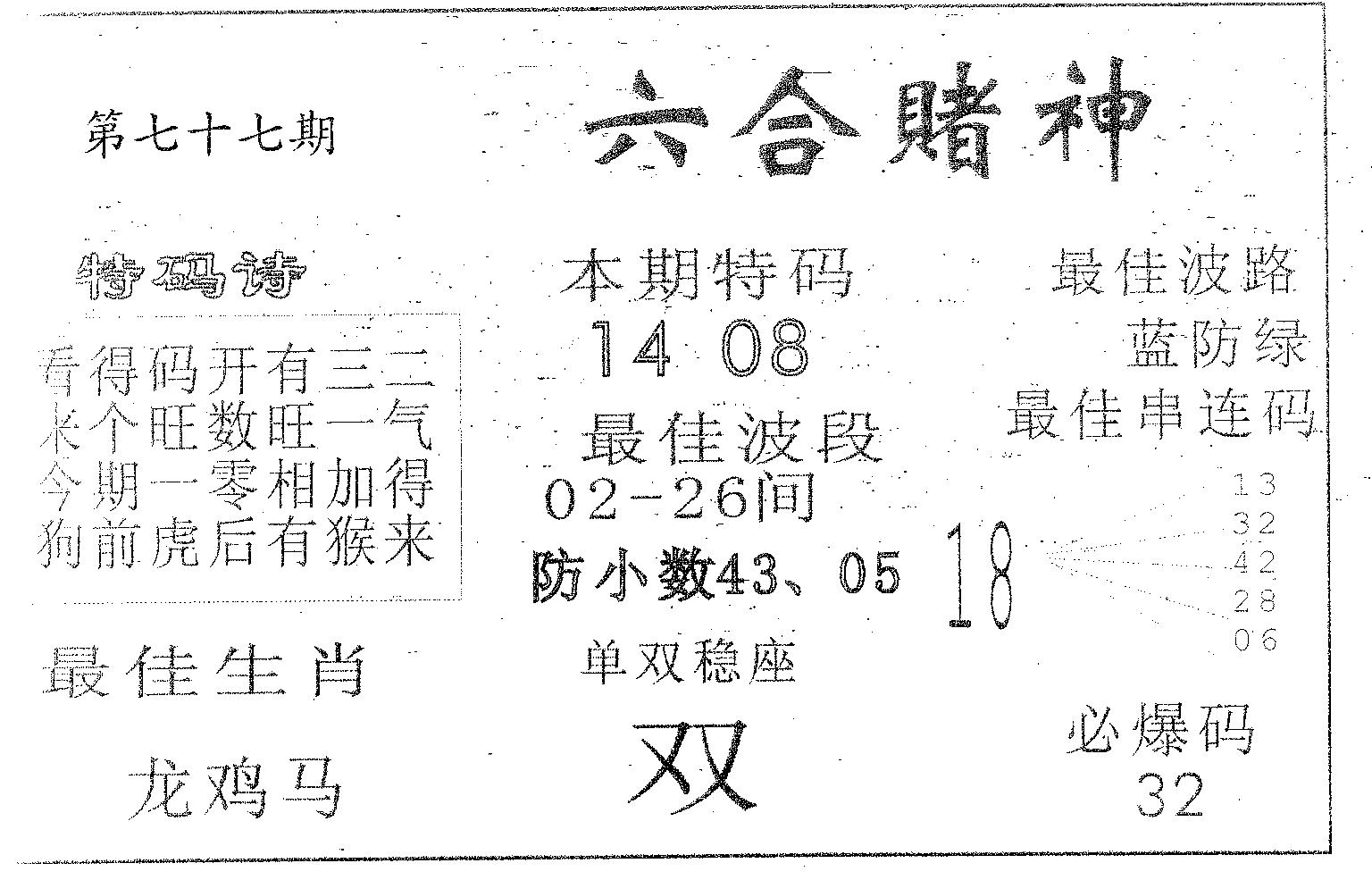 六合赌神 第77期