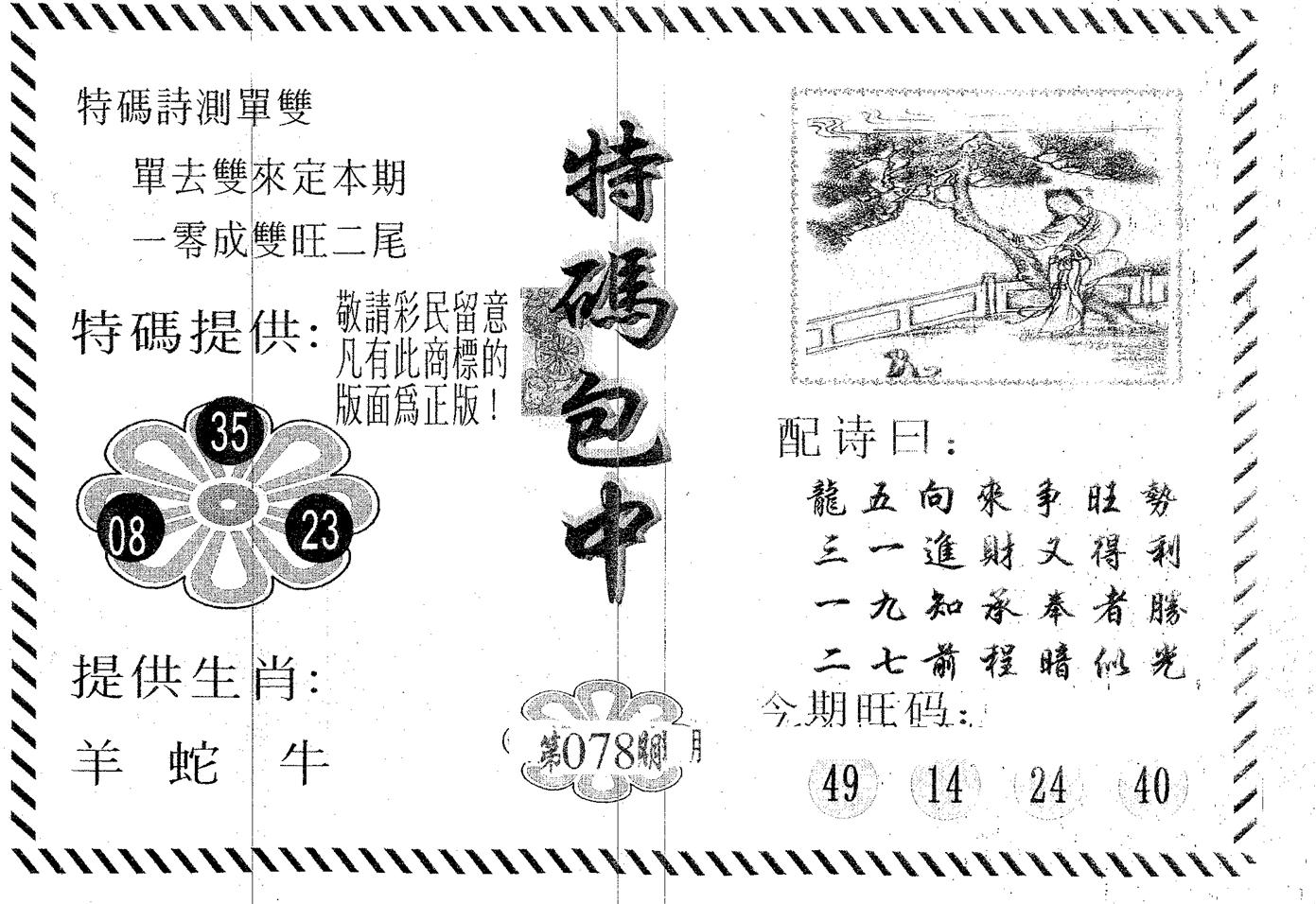 特码包中 第78期