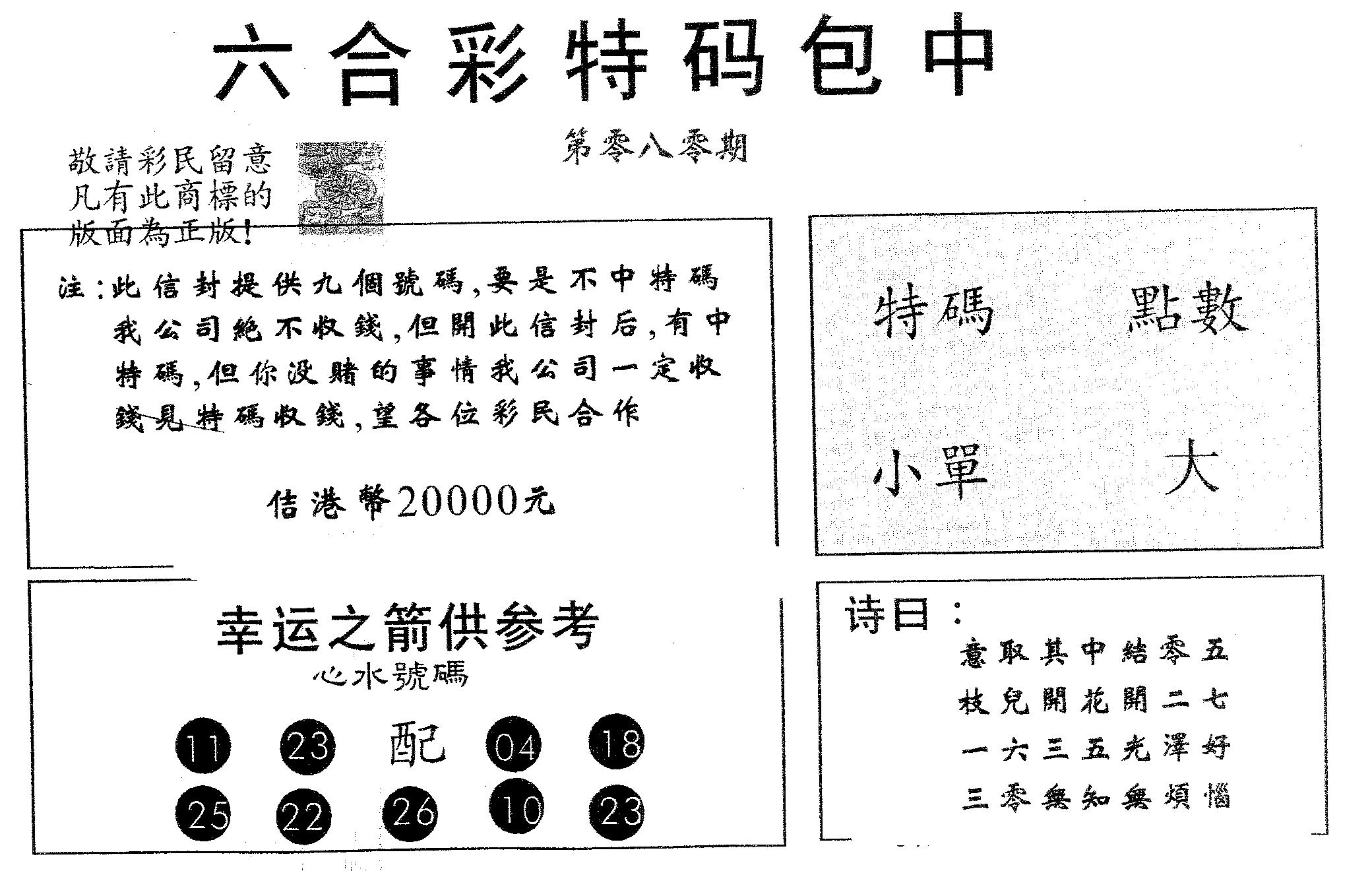 20000包中B 第80期