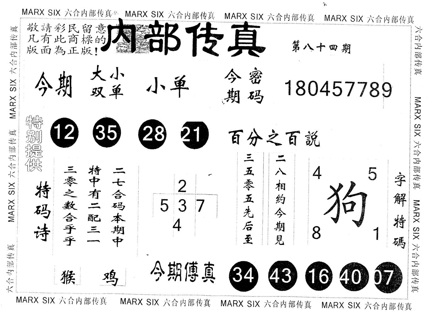 另版内部传真 第84期
