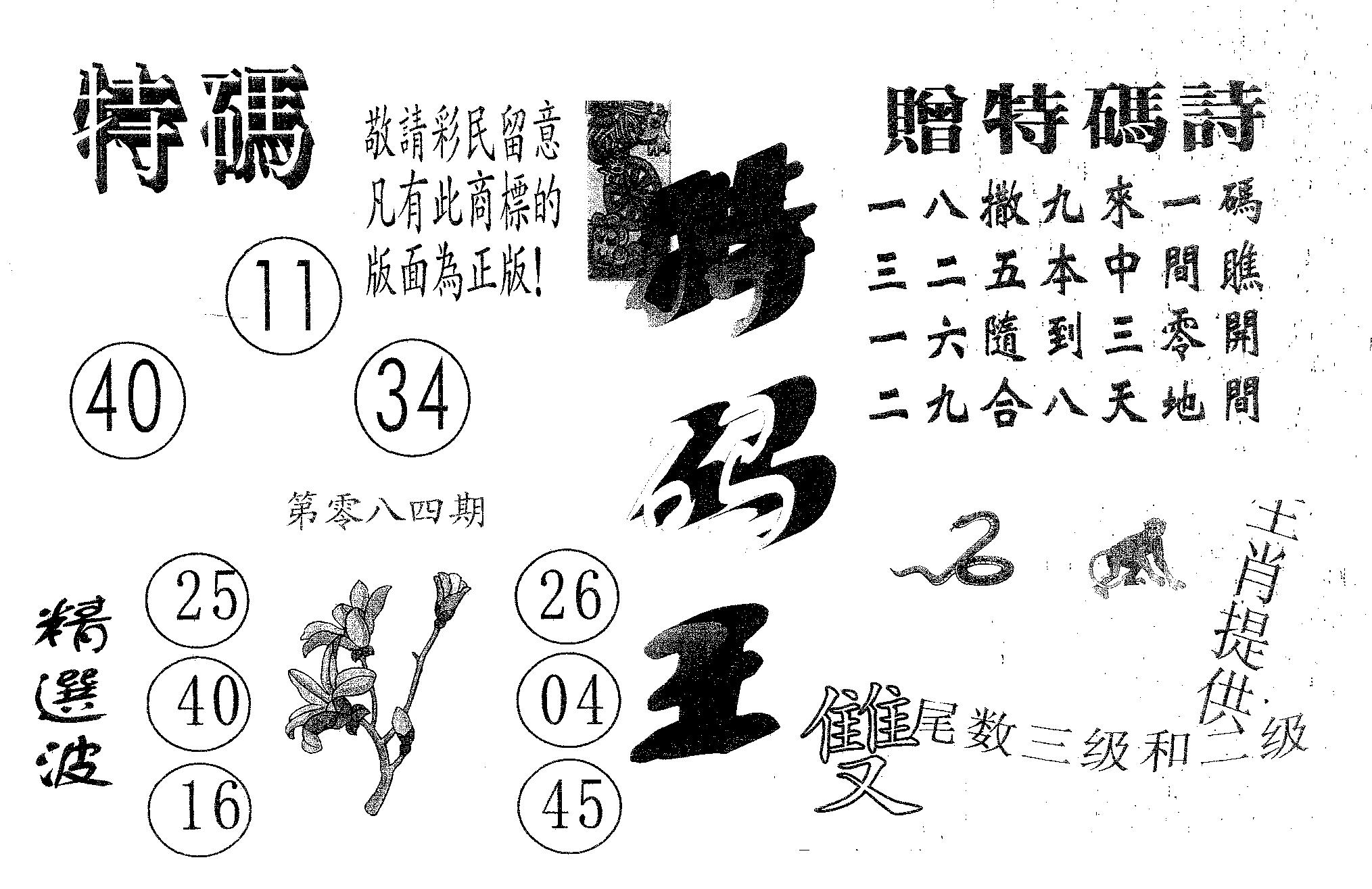 特码王A 第84期