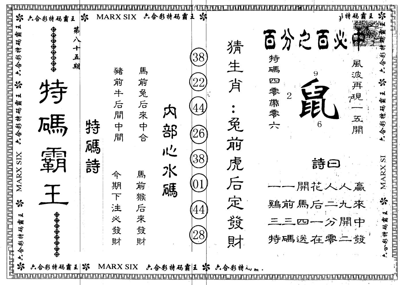 另版特码霸王 第85期