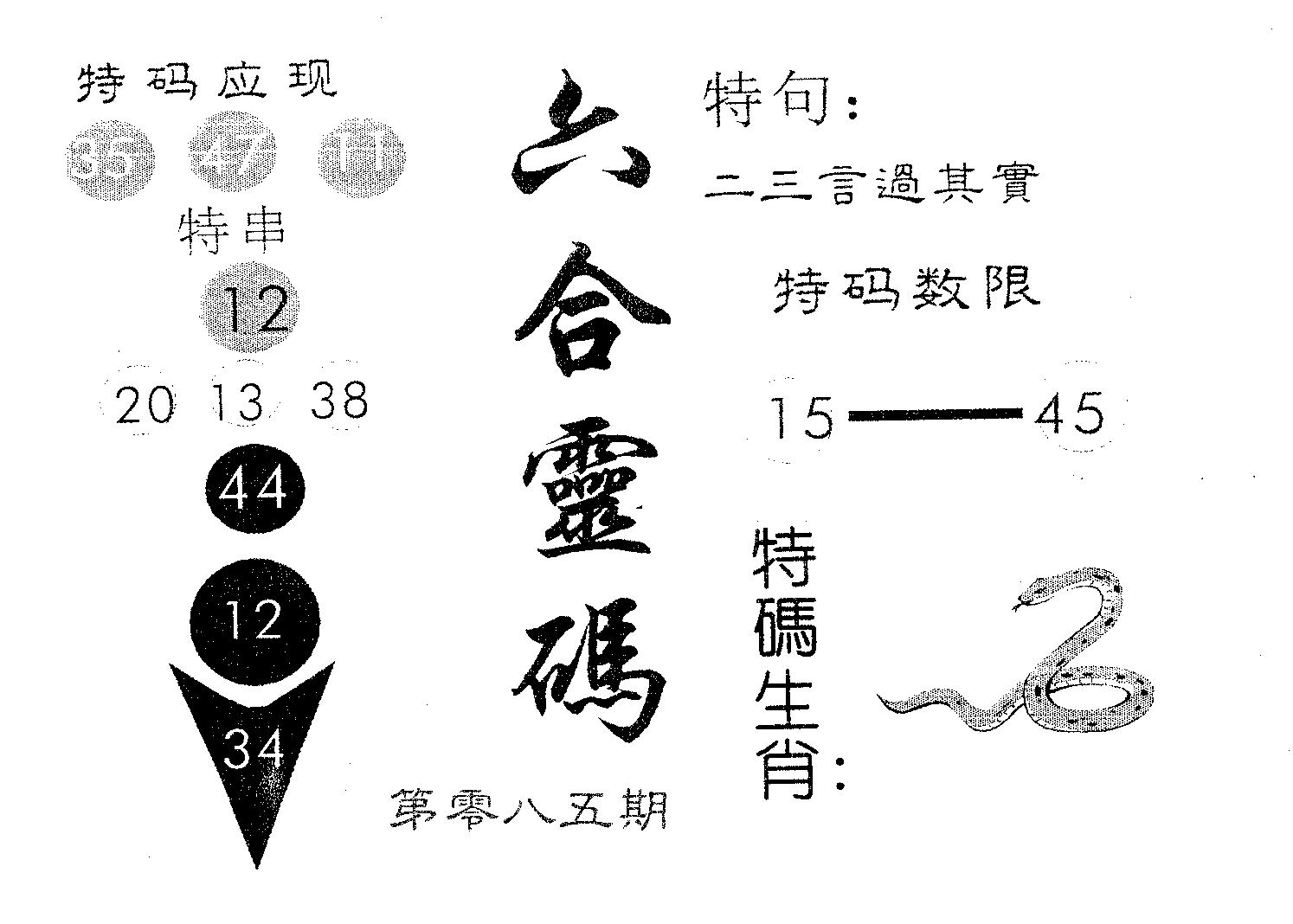 六合灵码 第85期