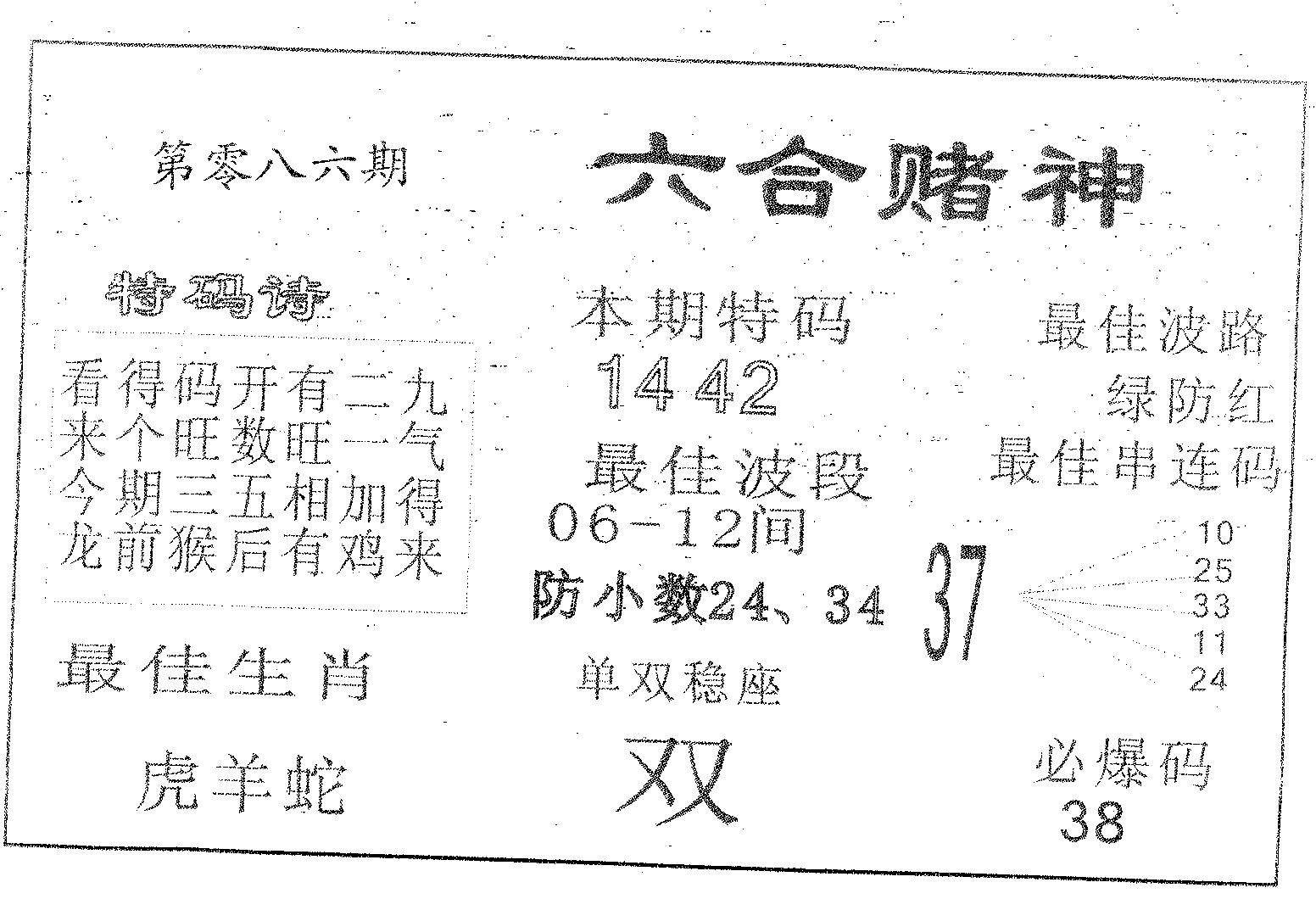 六合赌神 第86期